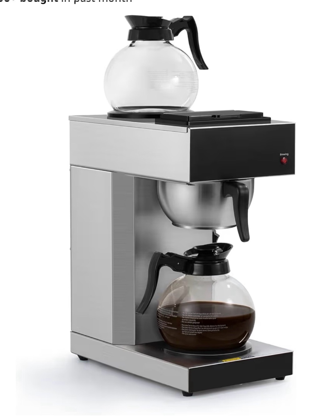 Commercial Drip Coffee Maker with one Glass Carafe - Stainless Steel & Black
